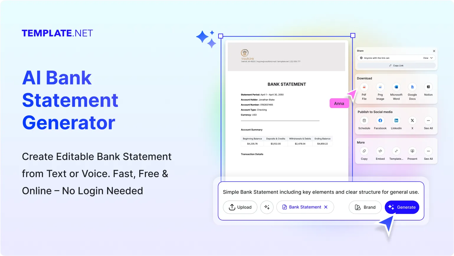 Free AI Bank Statement Generator, Free Bank Statement Maker Online